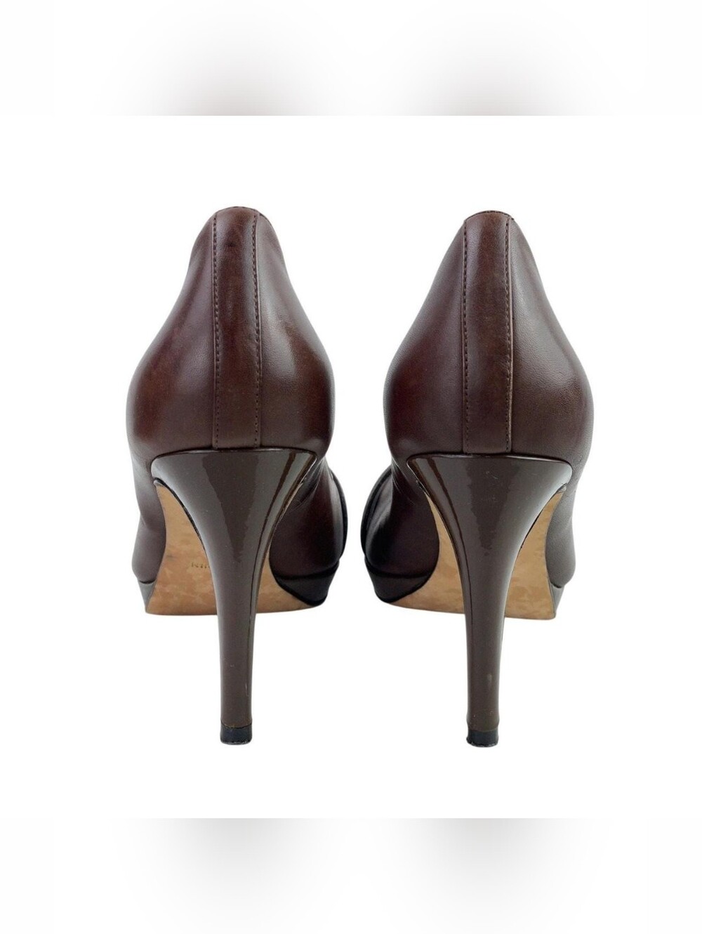 Cole Haan Brown Leather Buckle Platform Stiletto Pump - Picture 3 of 6